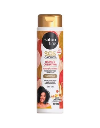 SHAMPOO SOS CACHOS RÍCINO E QUERATINA 300ML SALON LINE