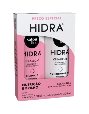 KIT SHAMPOO E CONDICIONADOR HIDRA NUTRIÇÃO E BRILHO 300ML SALON LINE