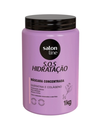 SOS HIDRATACAO MASCARA QUERATINA E COLAGENO 1KG SALON LINE