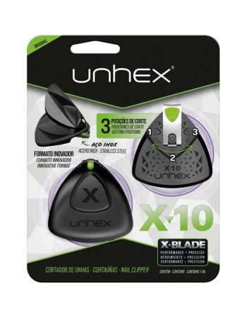 CORTADOR DE UNHAS UNHEX X10- PRETO/VERDE-LIMAO