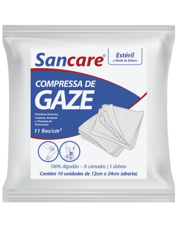 COMPRESSA DE GAZE 11 FIOS ESTERIL 10UND SANCARE