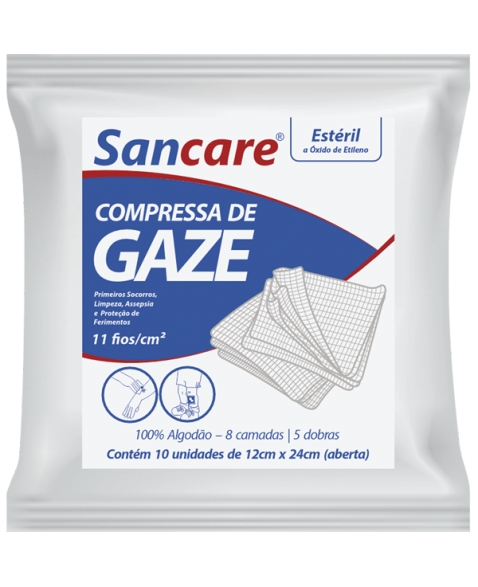 COMPRESSA DE GAZE 11 FIOS ESTERIL 10UND SANCARE