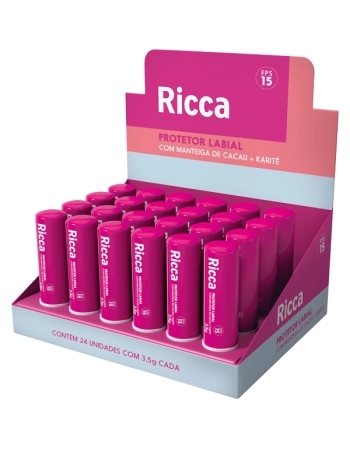 RICCA PROTETOR LABIAL C/MANTEIGA CACAU + KARITE FPS15 C/24