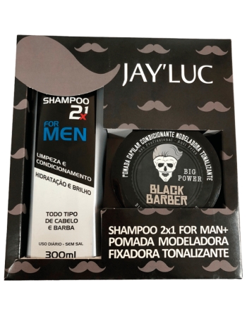 JAYLUC KIT SHAMPOO 2X1 FOR MEN 300 ML + POMADA MODELADORA FIXADORA TON