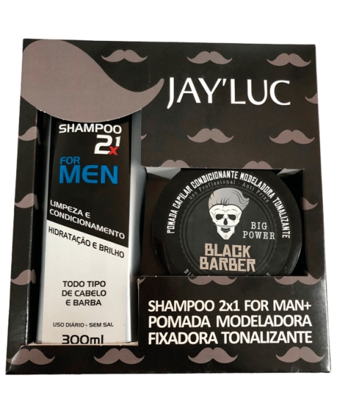 JAYLUC KIT SHAMPOO 2X1 FOR MEN 300 ML + POMADA MODELADORA FIXADORA TON