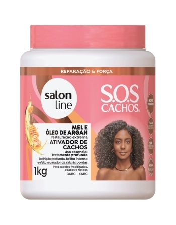 ATIVADOR DE CACHOS SOS CACH MEL E OLEO DE ARGAN 1KG SALON LINE