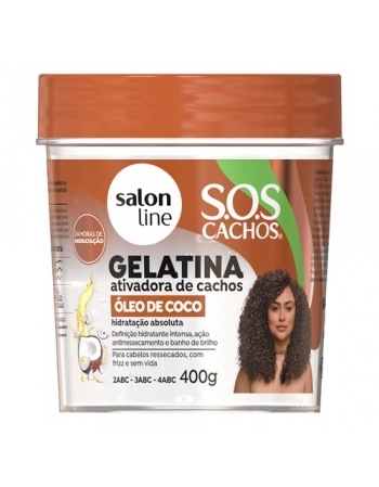 GELATINA ATIVADORA DE CACHOS OLEO DE COCO 400G SALON LINE