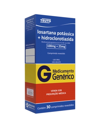 LOSARTANA POTASSICA + HIDROCLOROTIAZIDA 100 MG + 25MG 30CPR - GENÉRICO